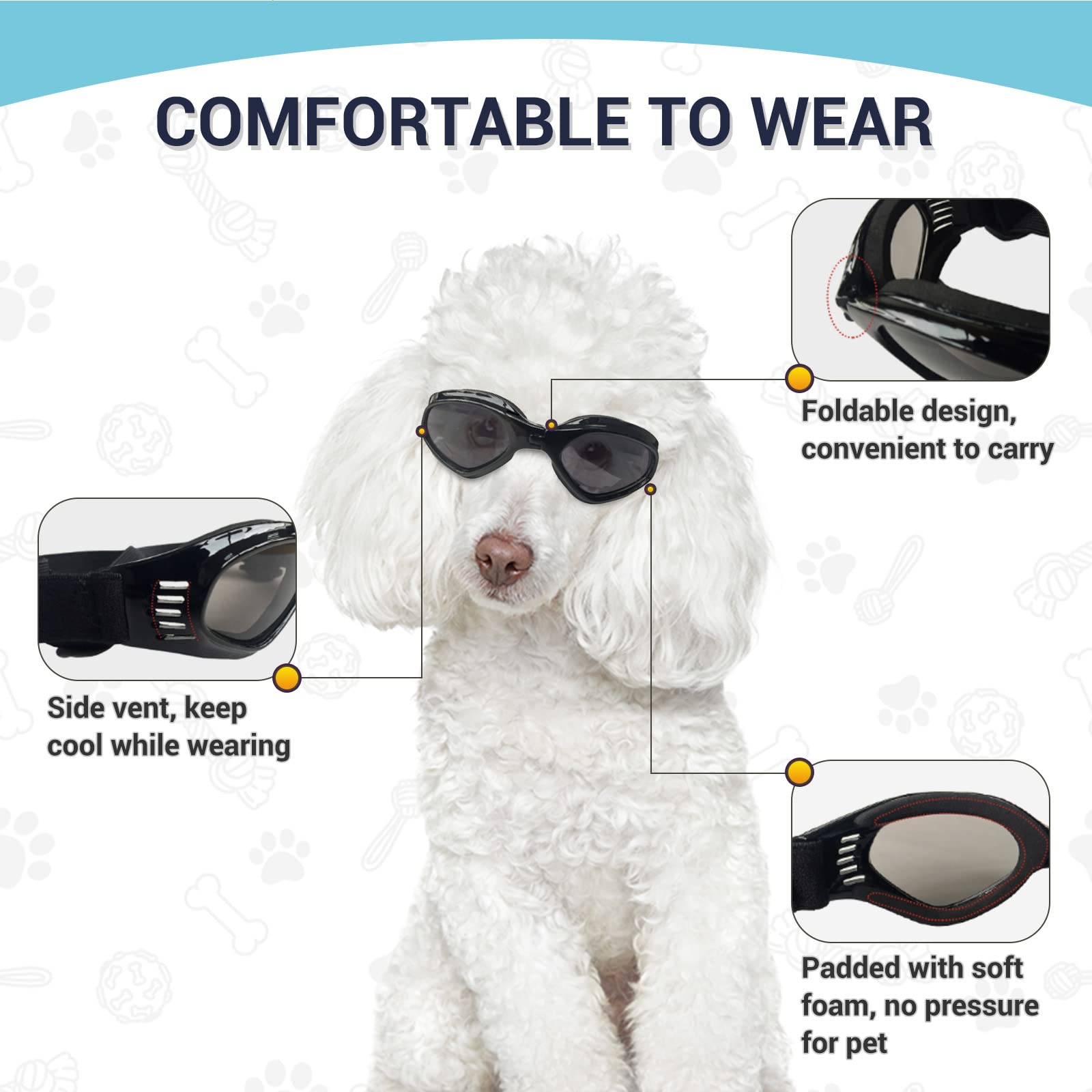 Petleso Lunettes chien UV protection – filtre UV pour les sorties en plein soleil