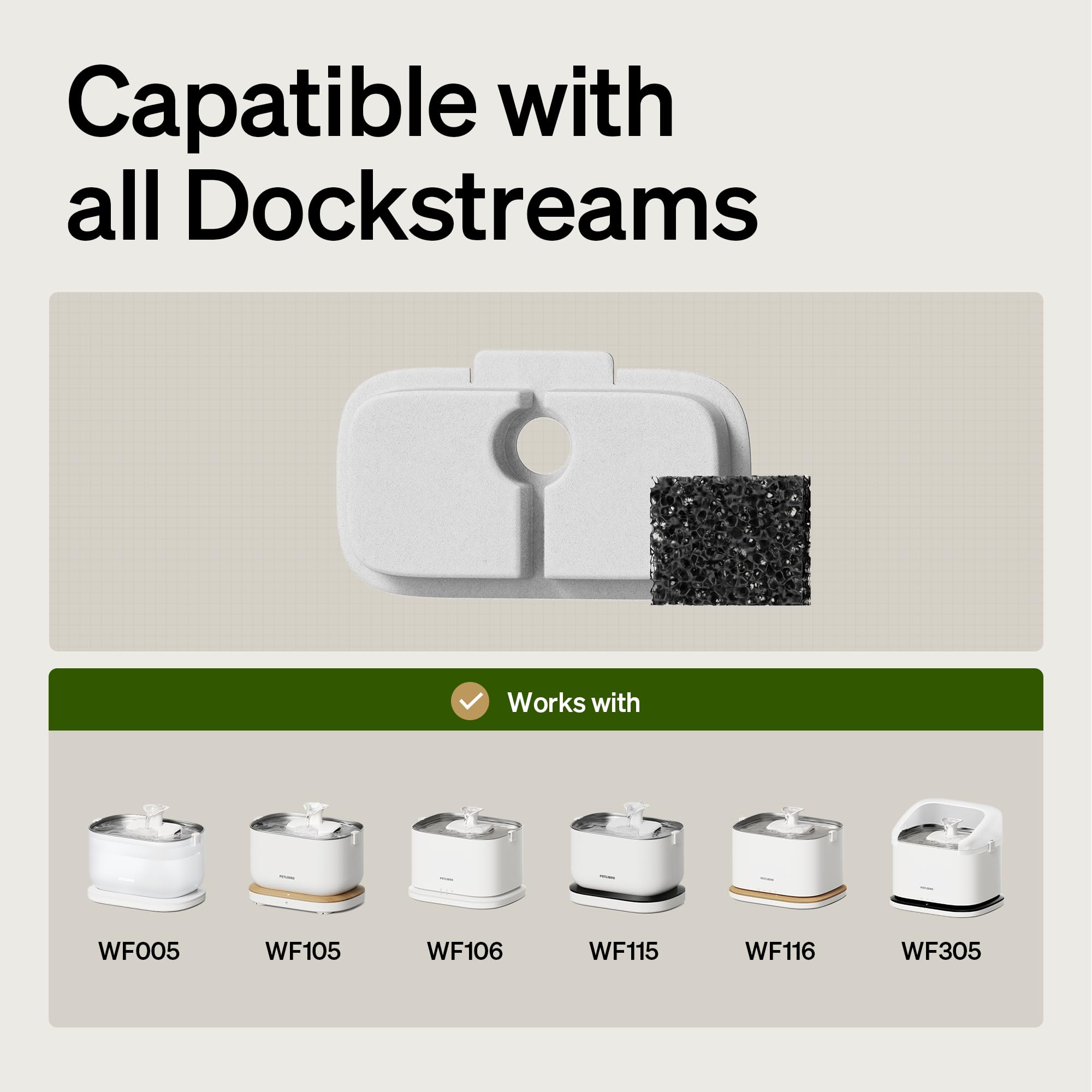 Filtre multi couches PETLIBRO Dockstream pour eau plus propre et fraîche.