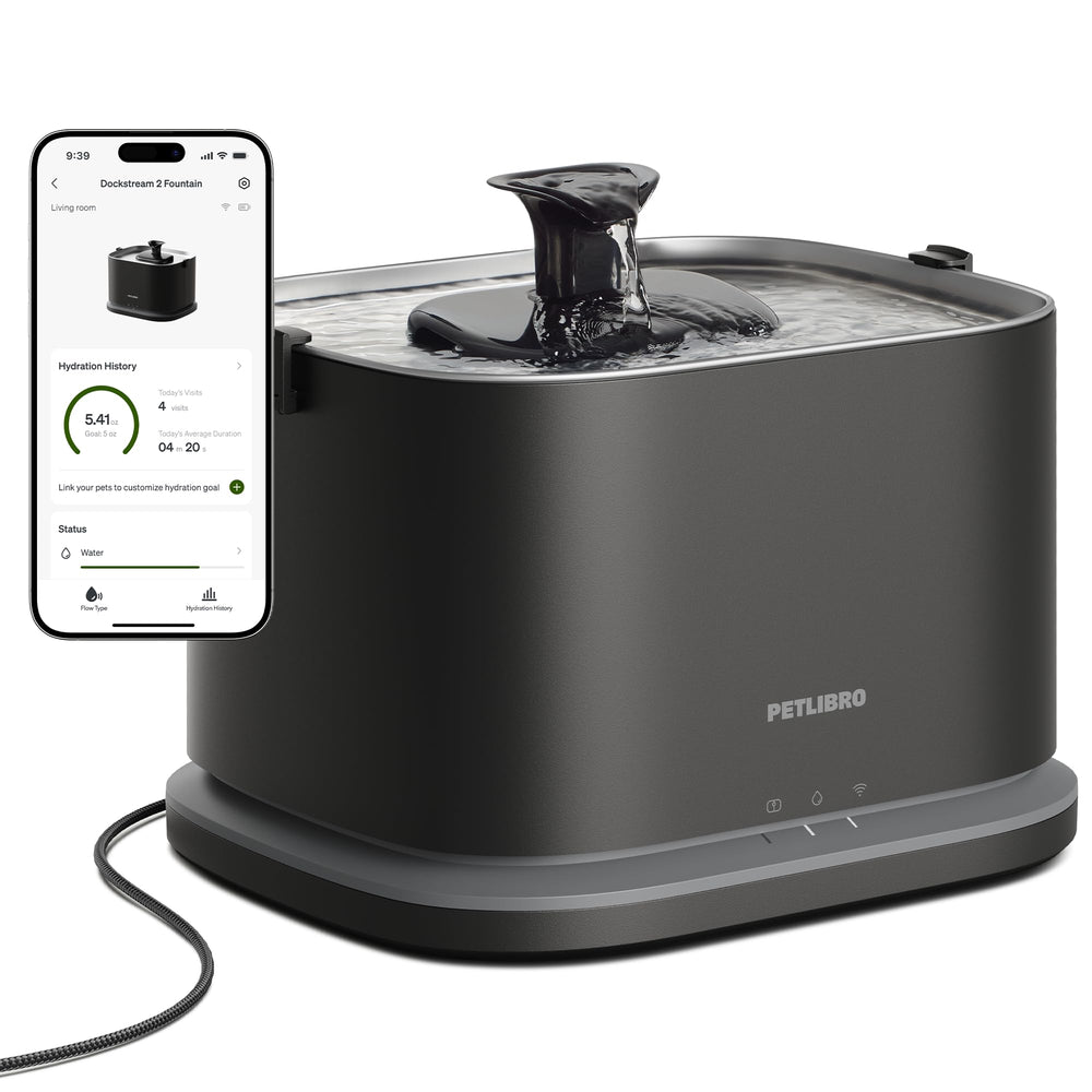 PETLIBRO Dockstream 2 fontaine pour chat en acier inoxydable, hydratation fiable.