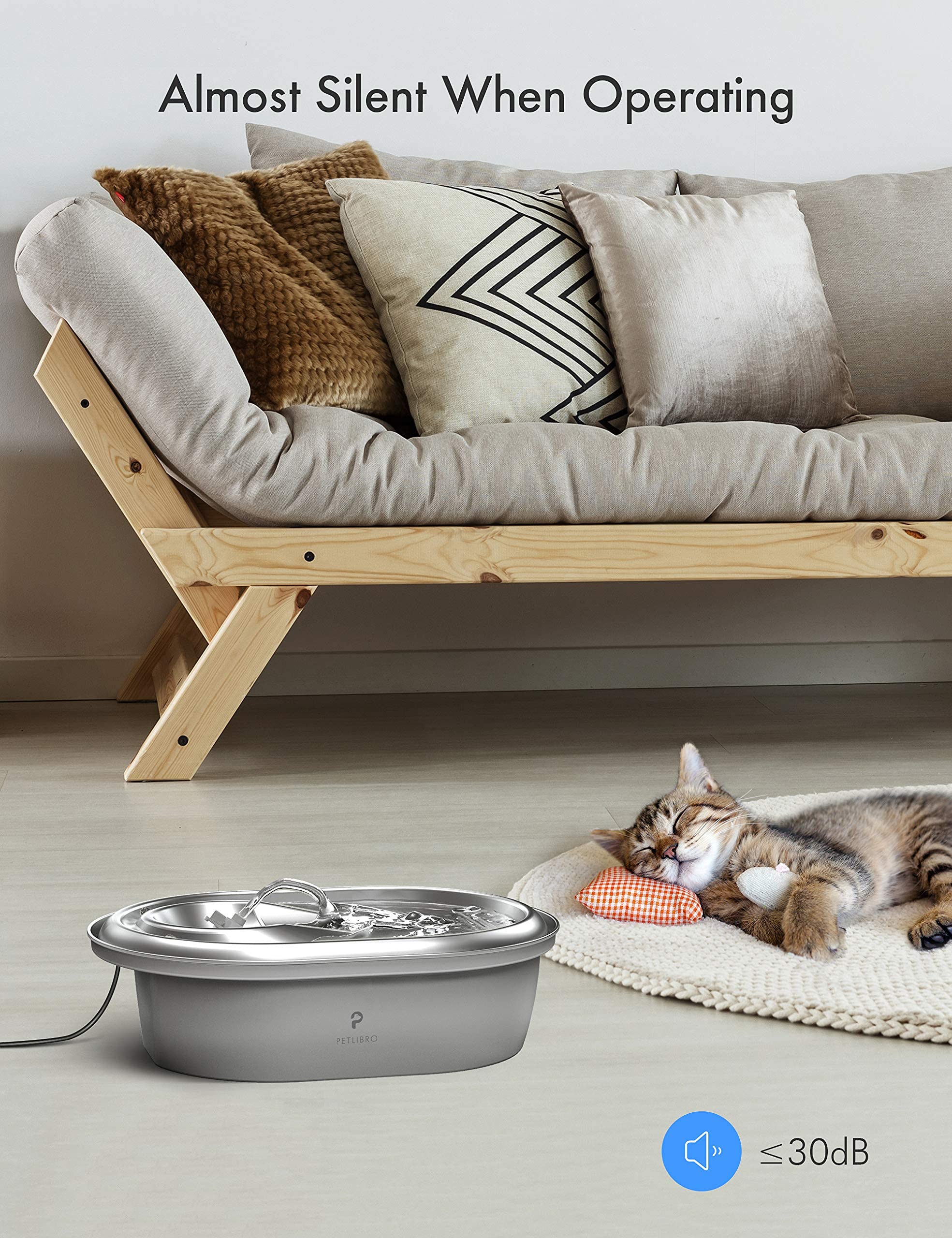 PETLIBRO filtre remplacement chat inox 2L, eau plus fraîche et goût amélioré.