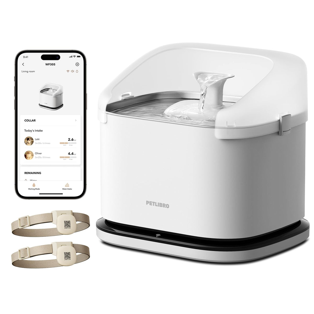 PETLIBRO fontaine chat RFID identifiant chaque animal pour hydratation personnalisée.