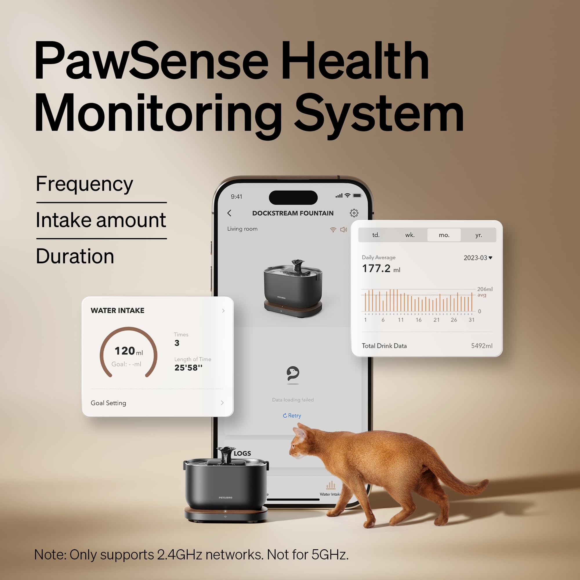 Vue de l’application PETLIBRO pour surveillance de l’hydratation du chat.