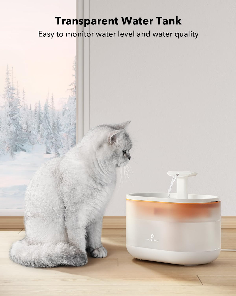 Fenêtre transparente PETLIBRO – surveiller rapidement le niveau d’eau