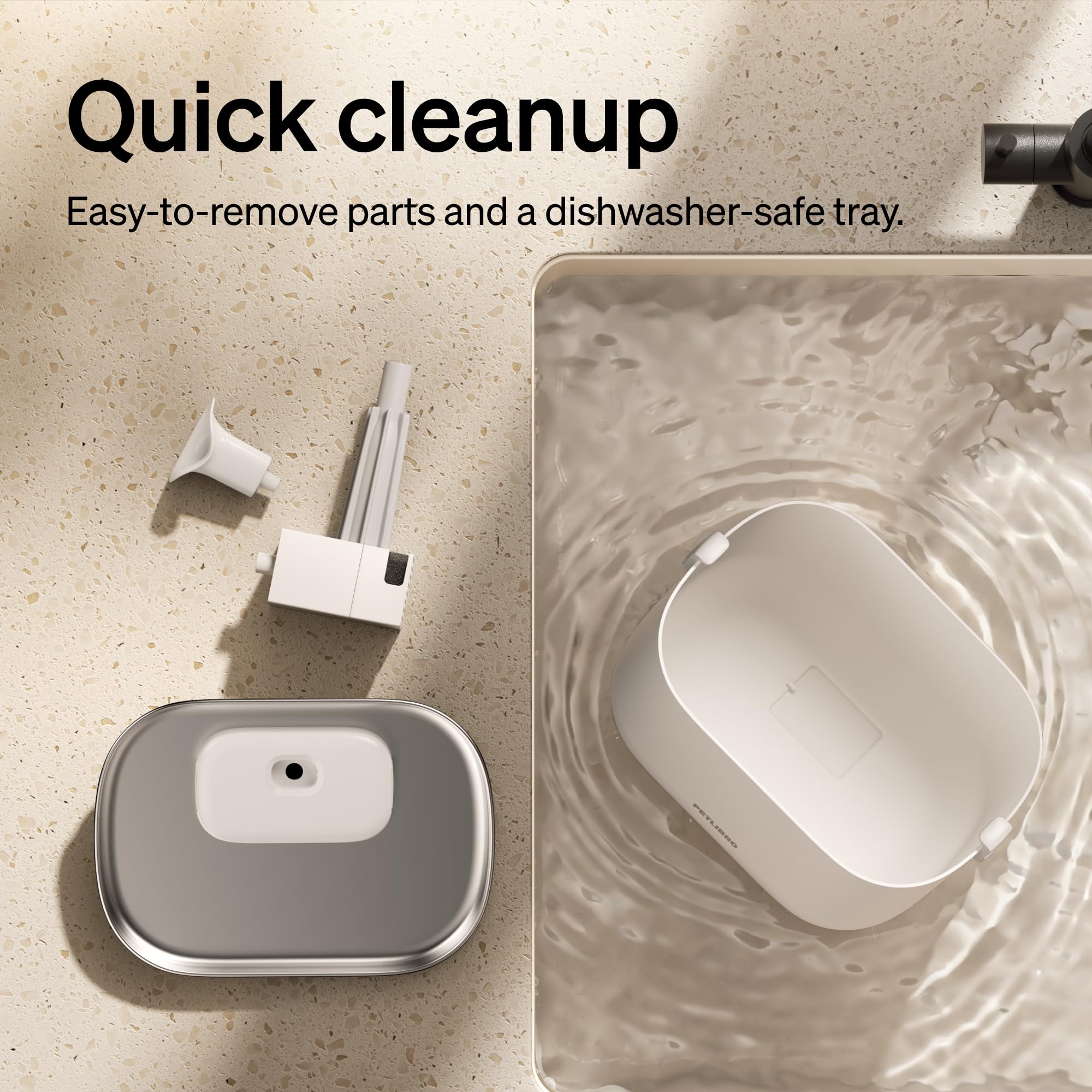 PETLIBRO fontaine eau chat plateau inox, facilité de nettoyage et hygiène