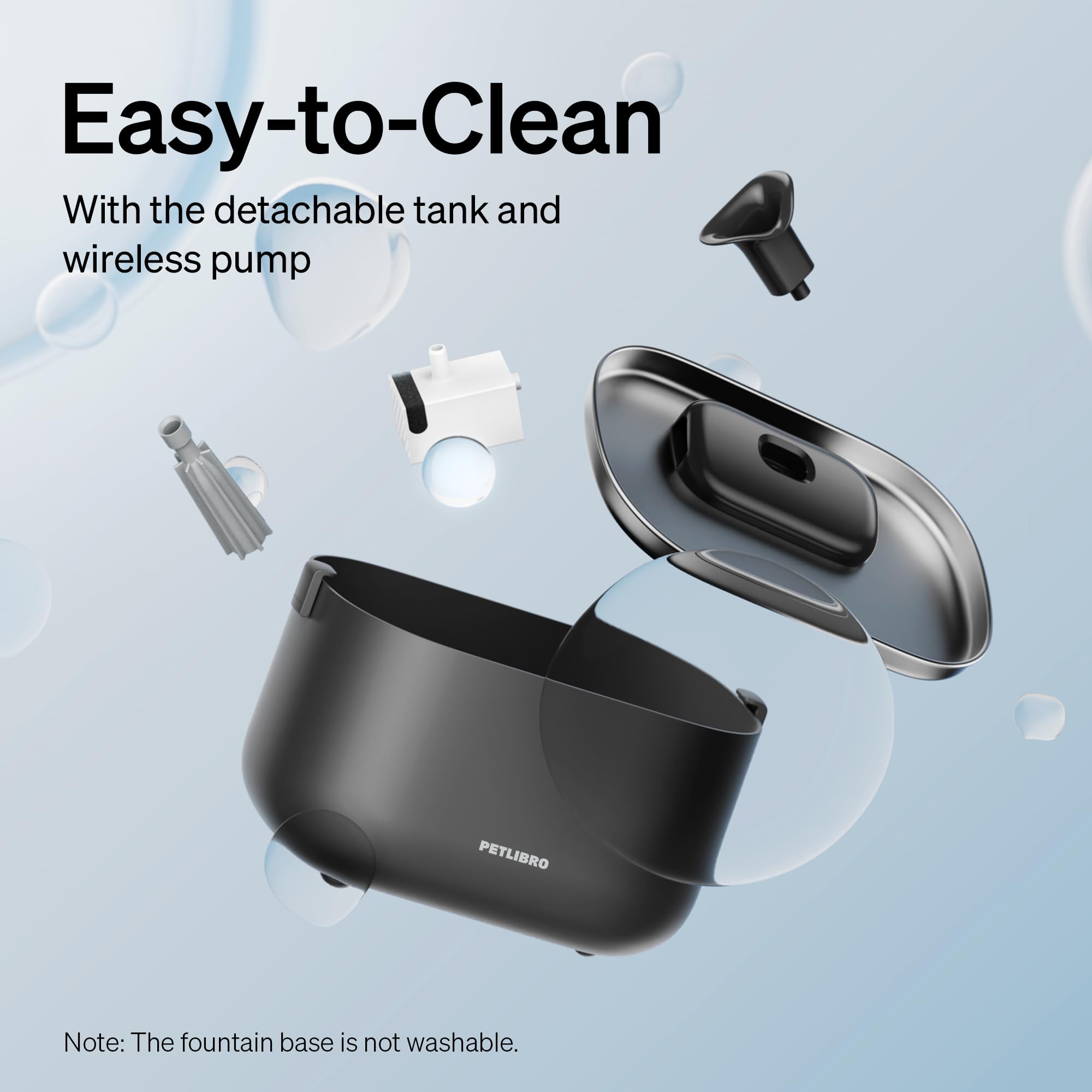 Filtration multi‑couches PETLIBRO pour une eau purifiée et sûre.