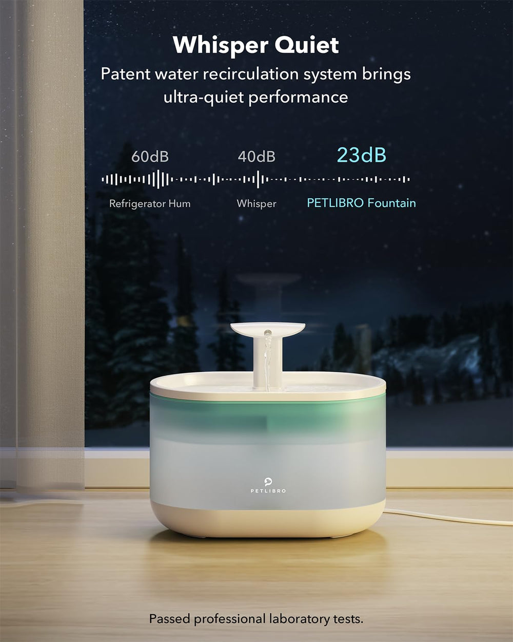PETLIBRO réservoir interne assure eau disponible lors de coupures d'alimentation.