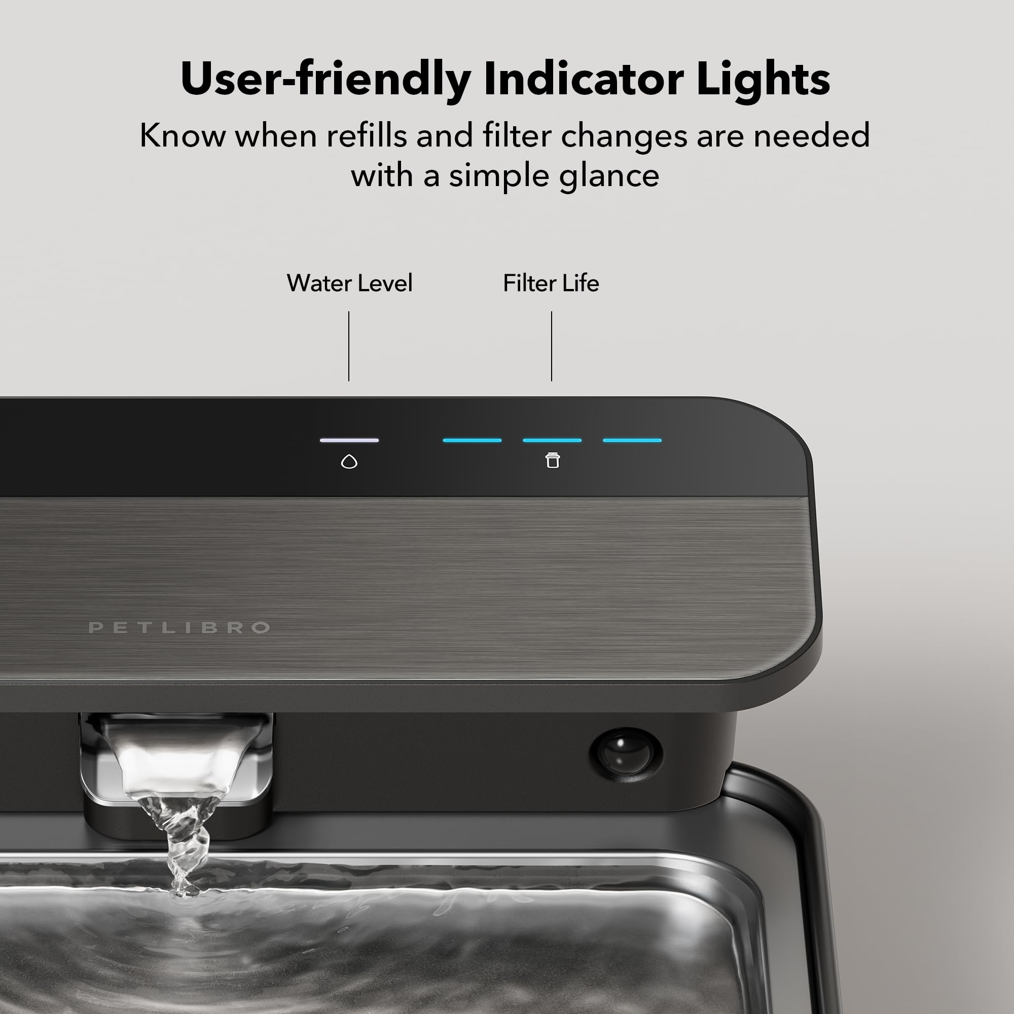 Indicateur de vie intelligent rappelle le remplacement pour une eau fraîche.