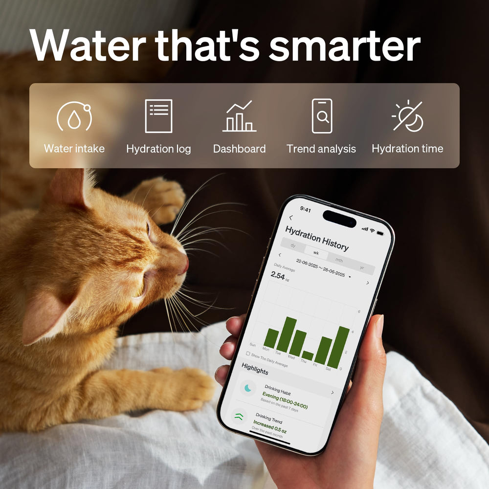 Application PETLIBRO pour suivre l’hydratation du chat.