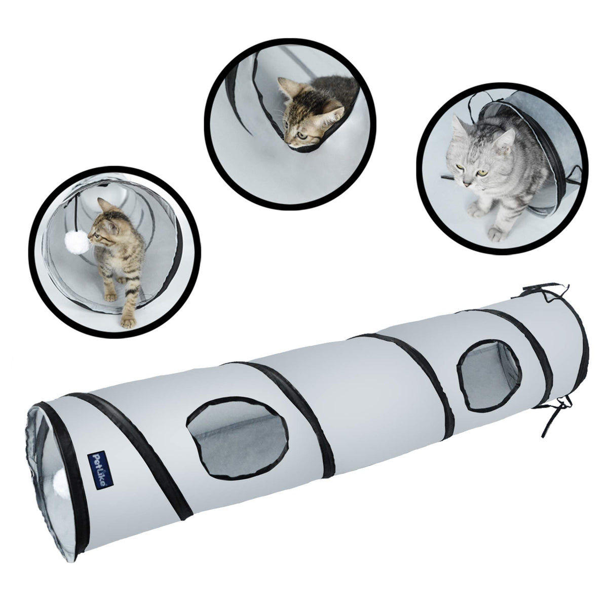 PetLike Tunnel Chat intérieur pliable, espace ludique et mobile pour chat.