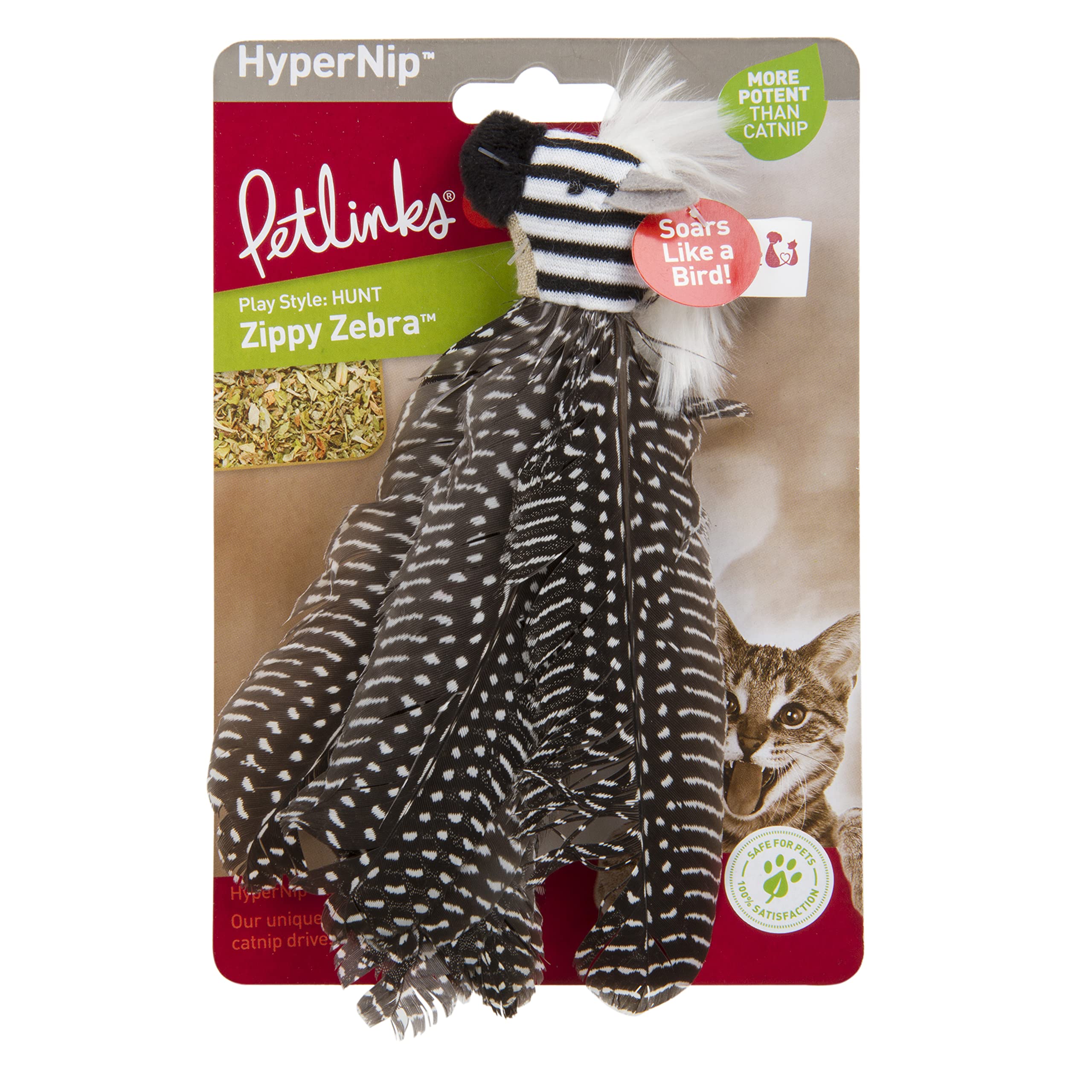 Jouet Petlinks HappyNip Zippy Zebra invite à lancer et poursuivre, exercice physique.