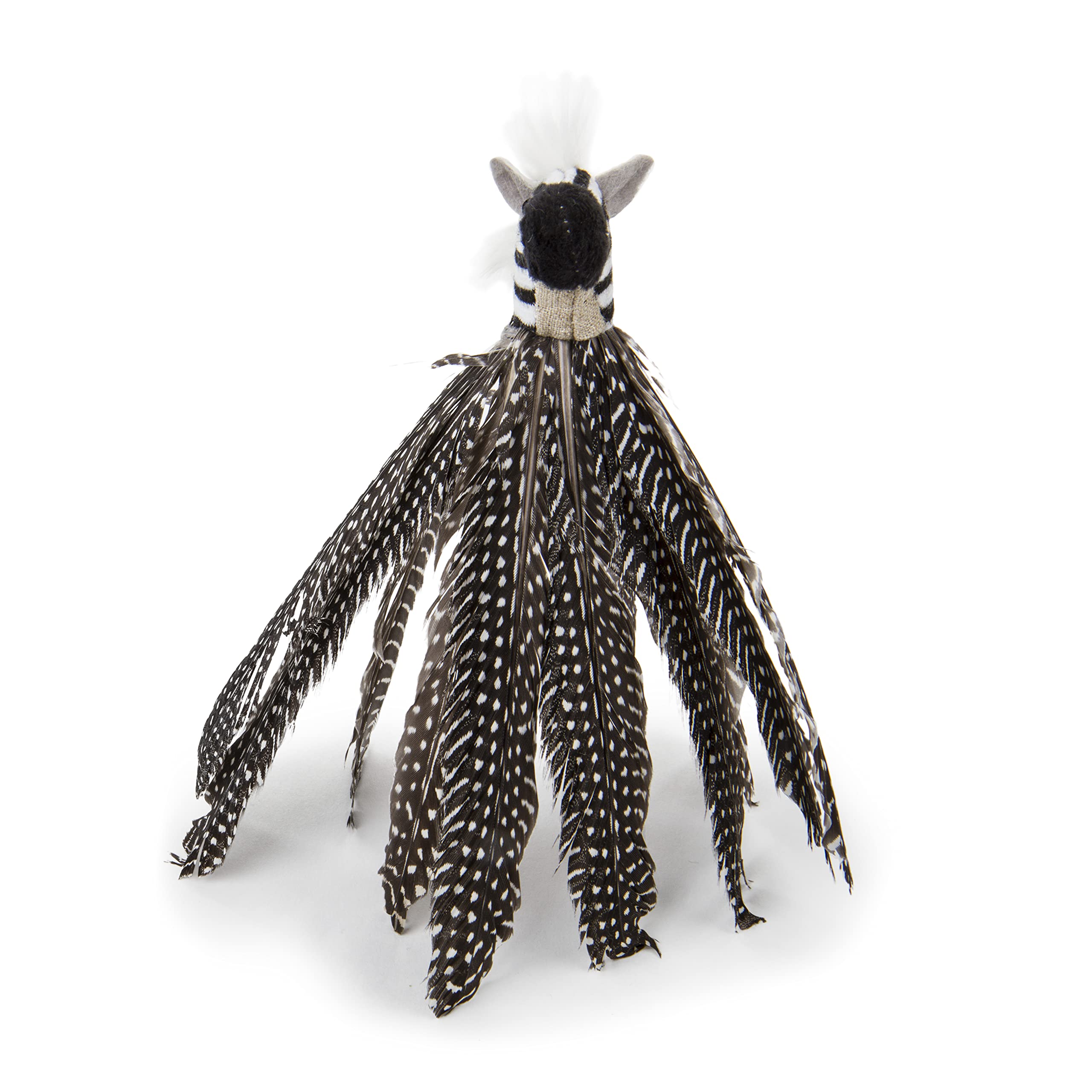 Jouet Petlinks HappyNip Zippy Zebra avec plumes longues favorise l'exercice.