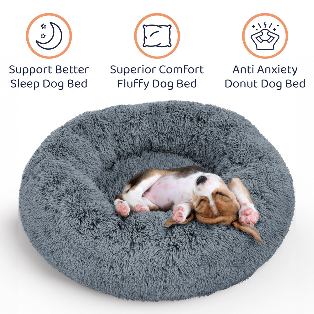 Texture pluche du lit Donut Petloox qui apaise et enveloppe.