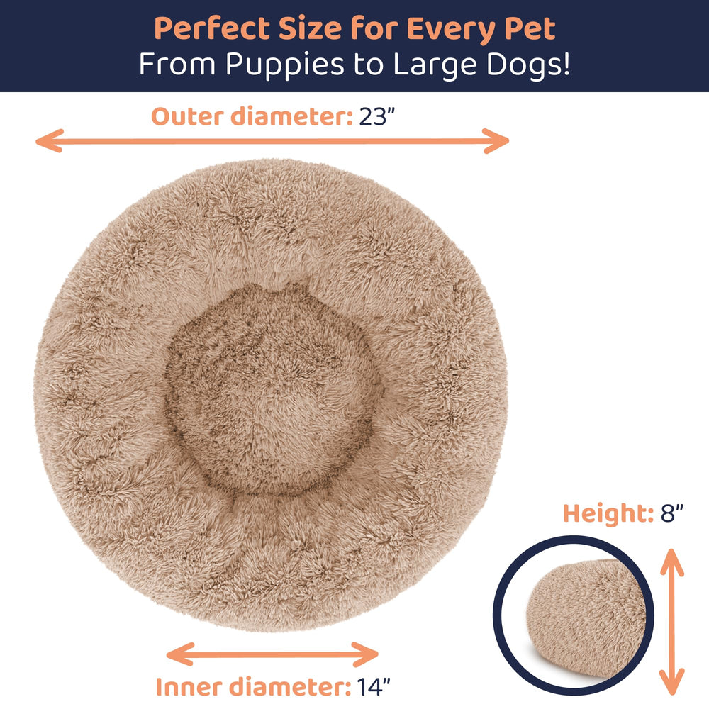 Lit beignet Petloox pour petit chien sable, s'intègre élégamment dans tout intérieur.