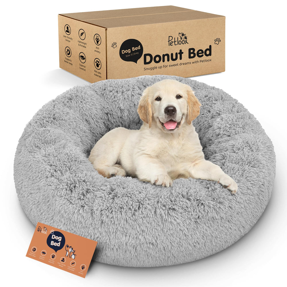 Lit donut Petloox pour chien - design moelleux pour des siestes confortables.