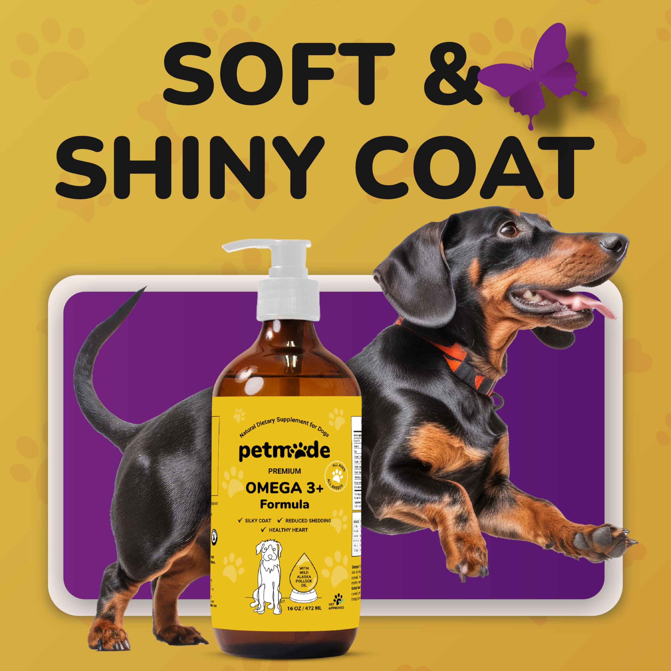 PetMade huile de poisson pollock alaskien — biotine et vitamine E pour le soin du pelage.