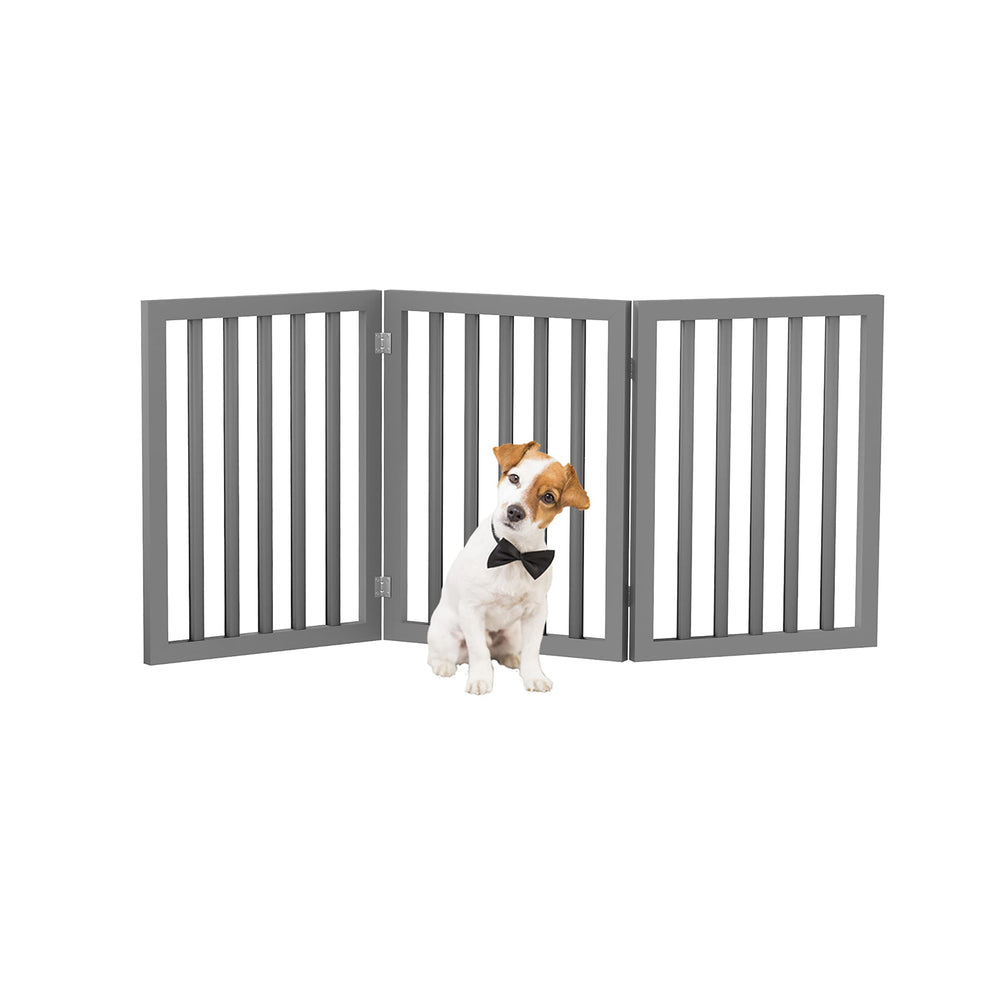 Barriere interne PETMAKER a 3 panneaux pliants gris, ideale pour delimiter les espaces.