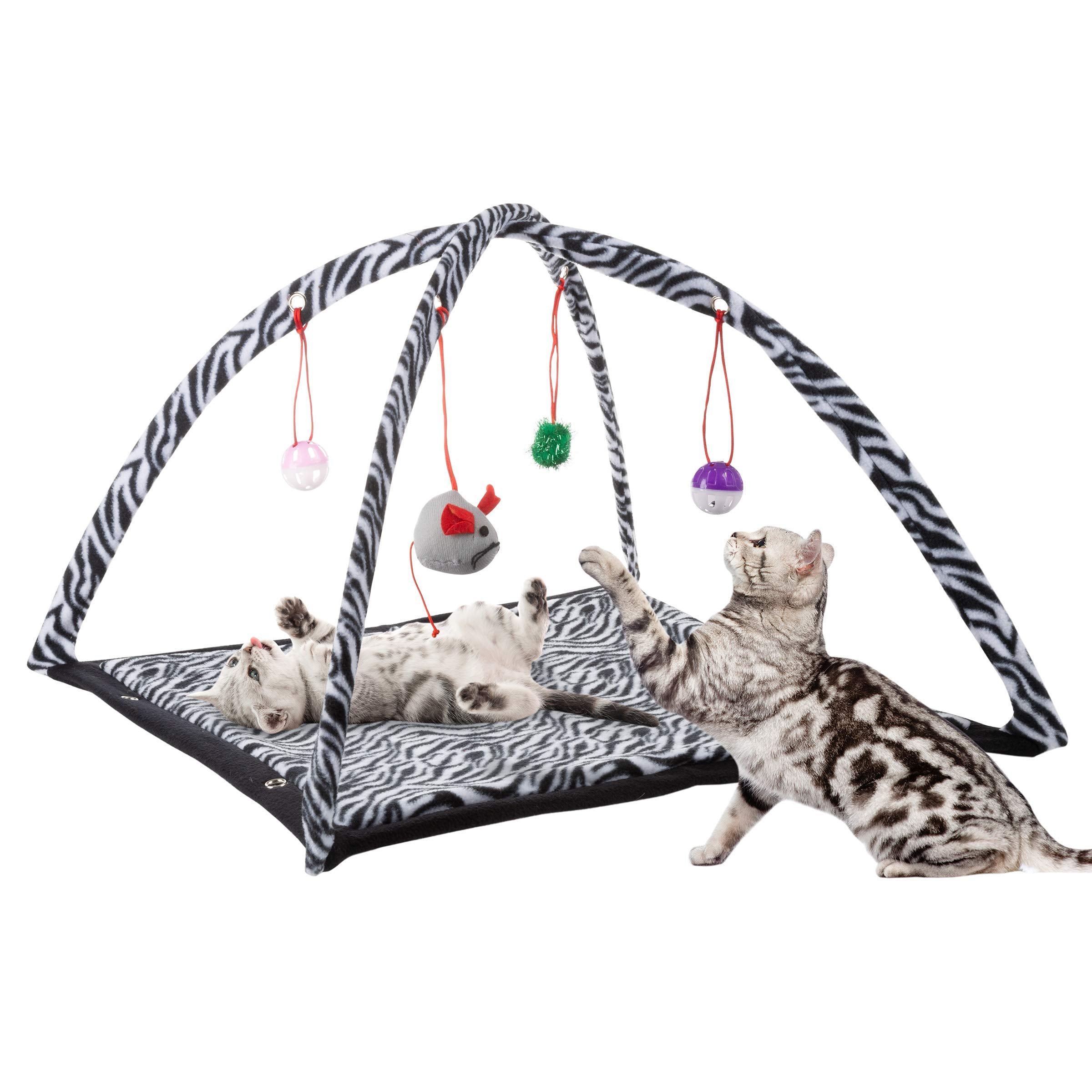 PETMAKER centre-dactivite-chat-jouets-pendus stimule l'instinct de chasse et l'exercice.