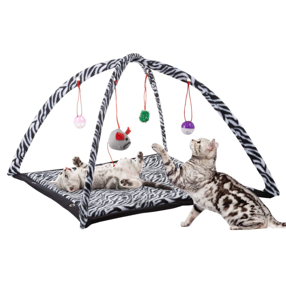 PETMAKER centre-dactivite-chat-jouets-pendus stimule l'instinct de chasse et l'exercice.