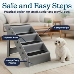 PETMAKER Escalier gris avec tapis, traction pour les pattes.