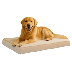 Lit orthopédique PETMAKER pour chien avec housse Sherpa tan, confort chaleureux