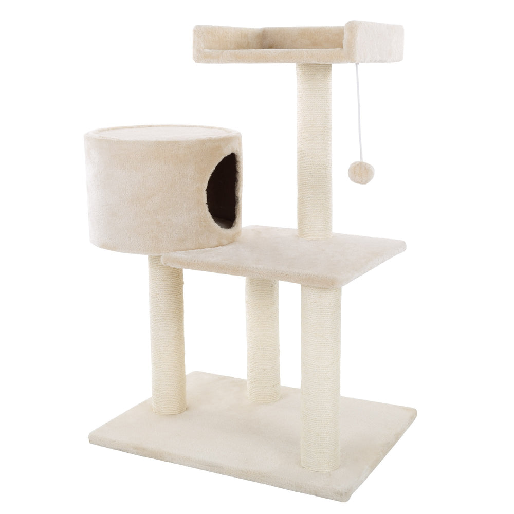 PETMAKER Matériaux: moquette polyester, panneau et sisal pour durabilité.