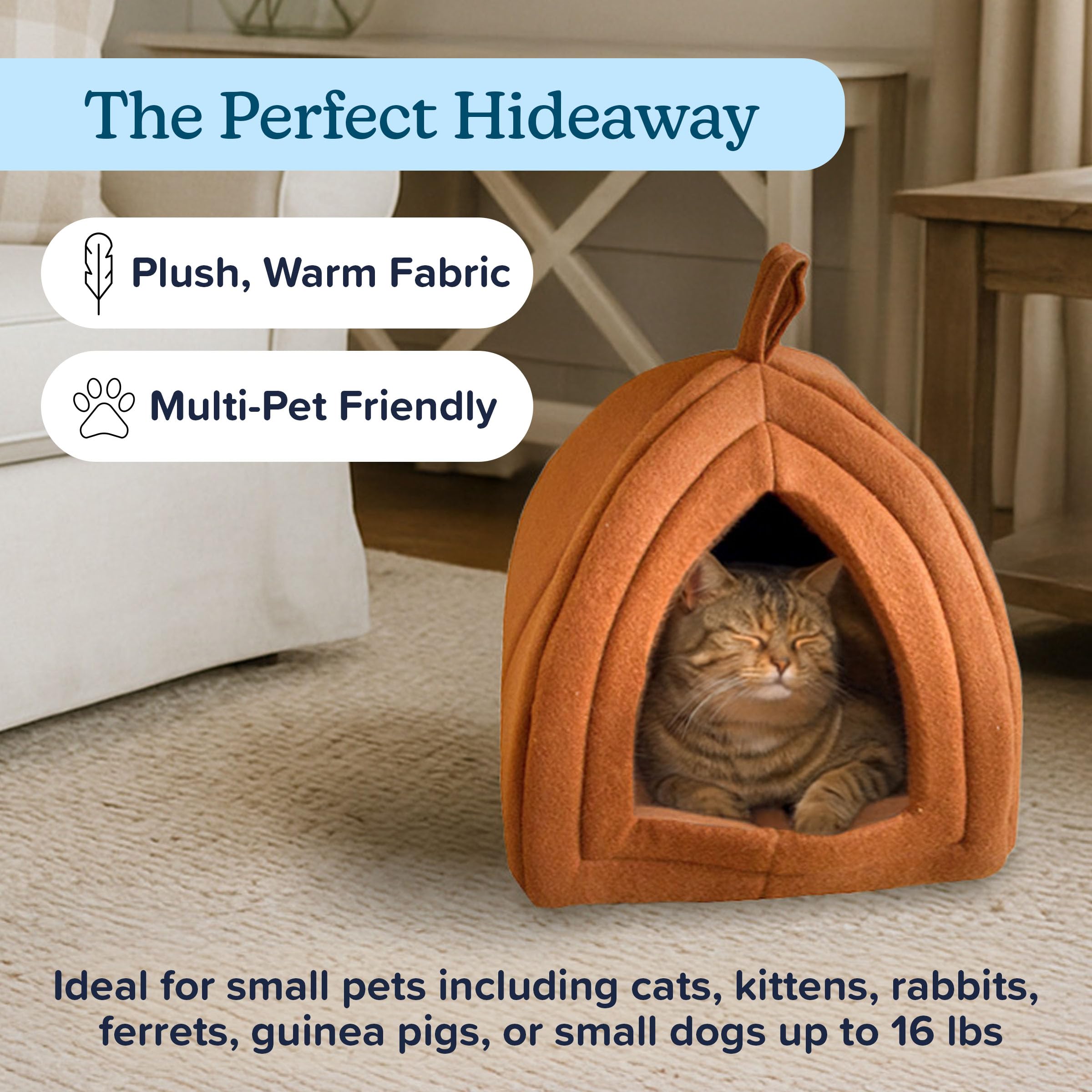 PETMAKER tente-chat nid intérieur, refuge doux pour chats et petits animaux.