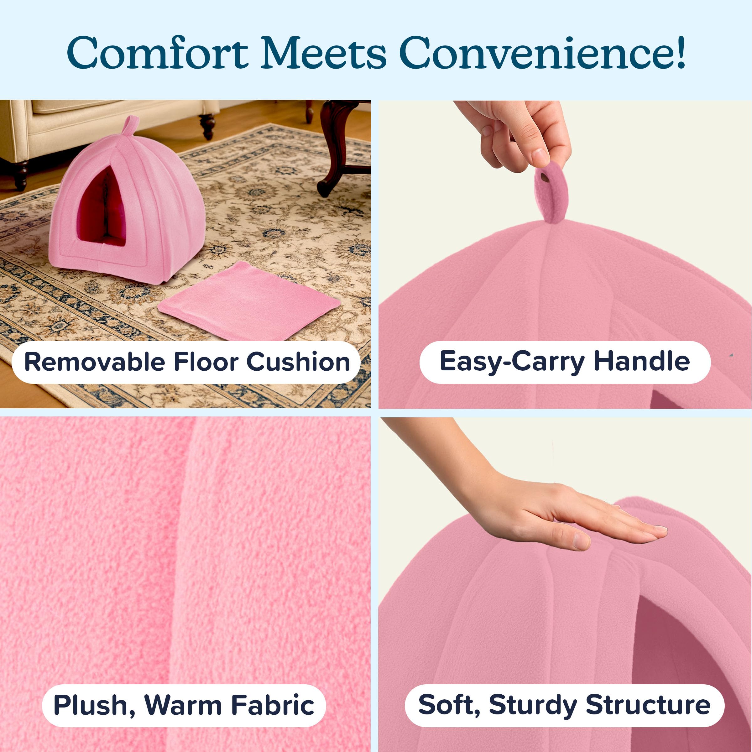 PETMAKER Tente de repos pour petits animaux rose, espace sûr.