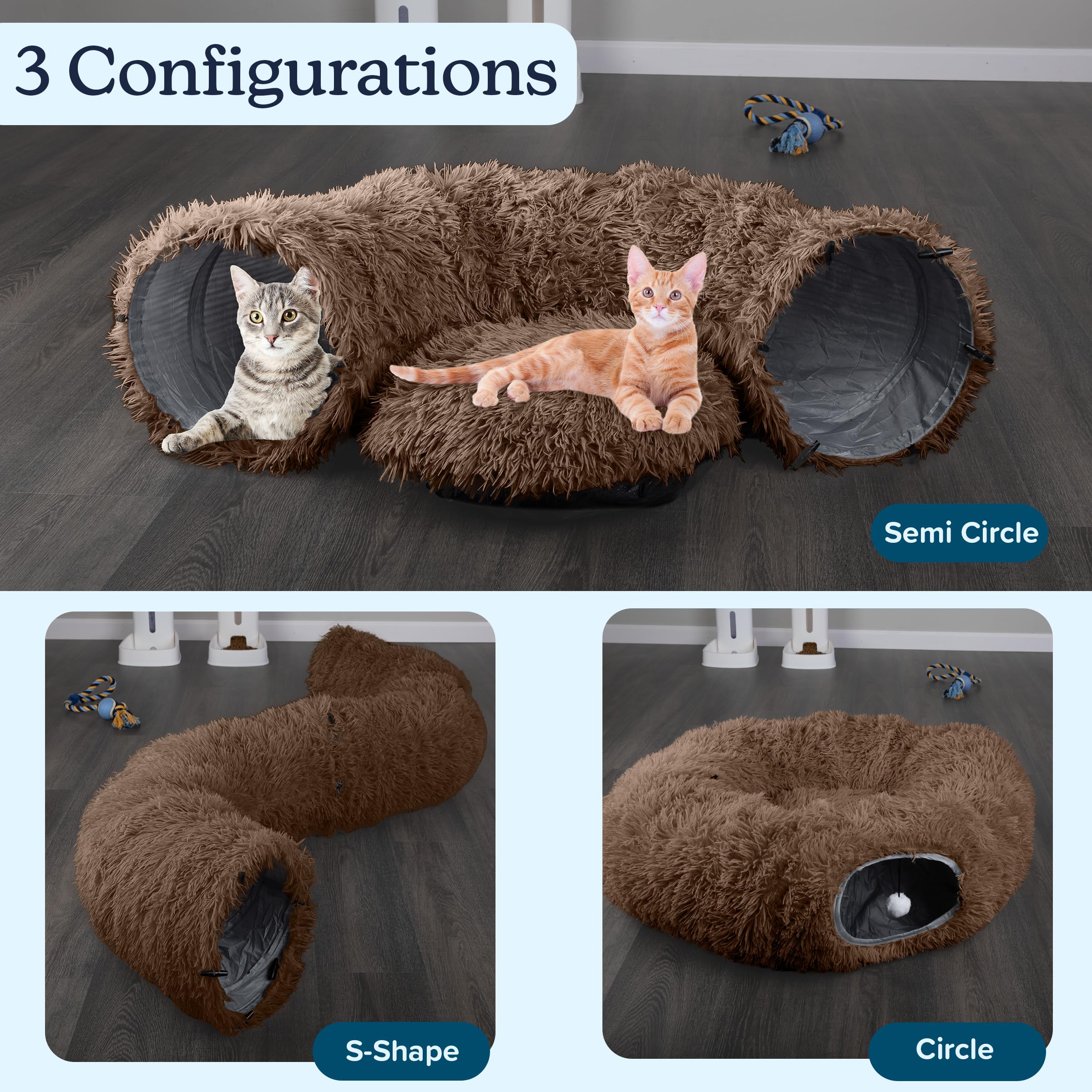 PETMAKER tonnel-chat-disposition-cercle, configuration circulaire pour jouer et se reposer.