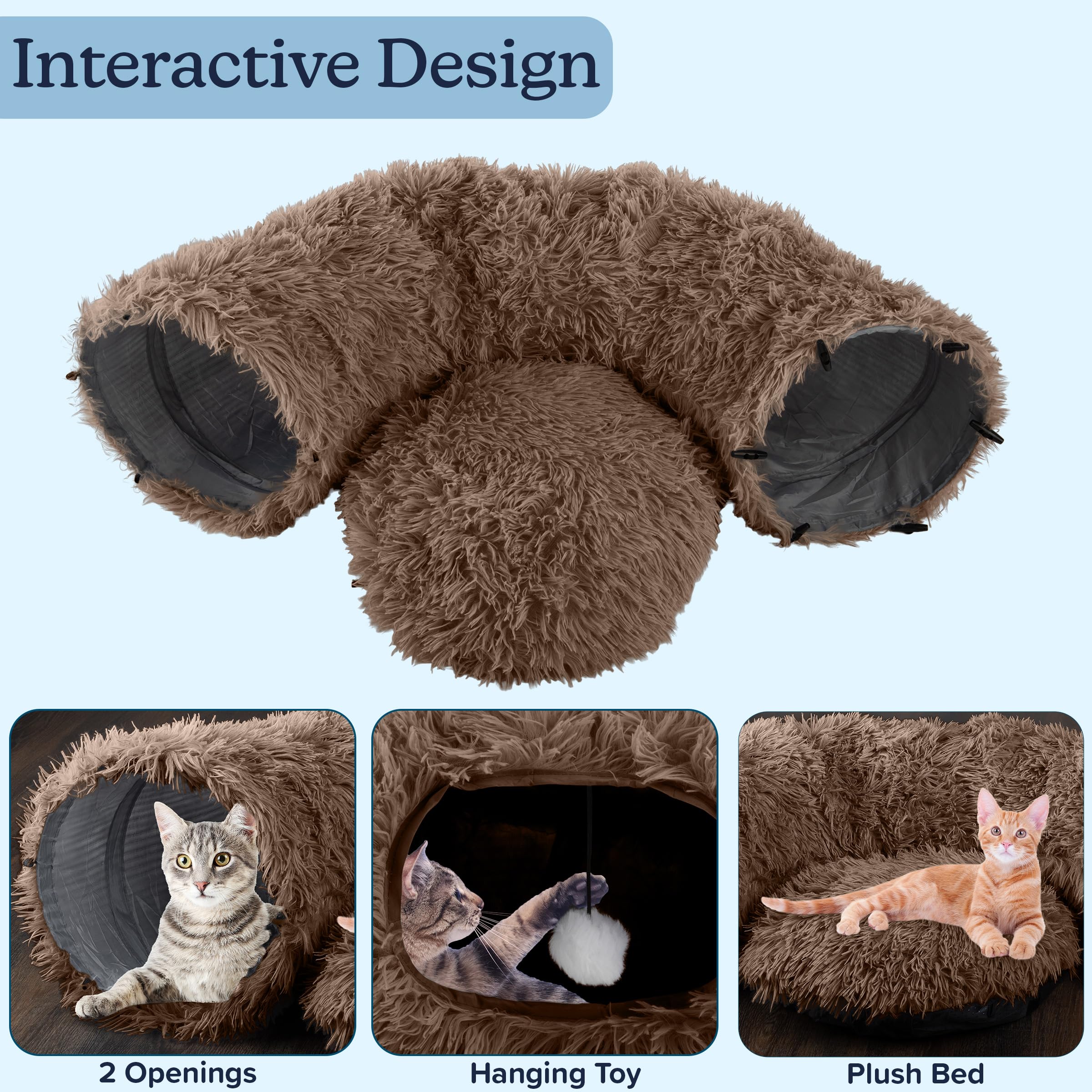PETMAKER tonnel-chat-disposition-semi-cercle, coin secret pour observation et sieste.