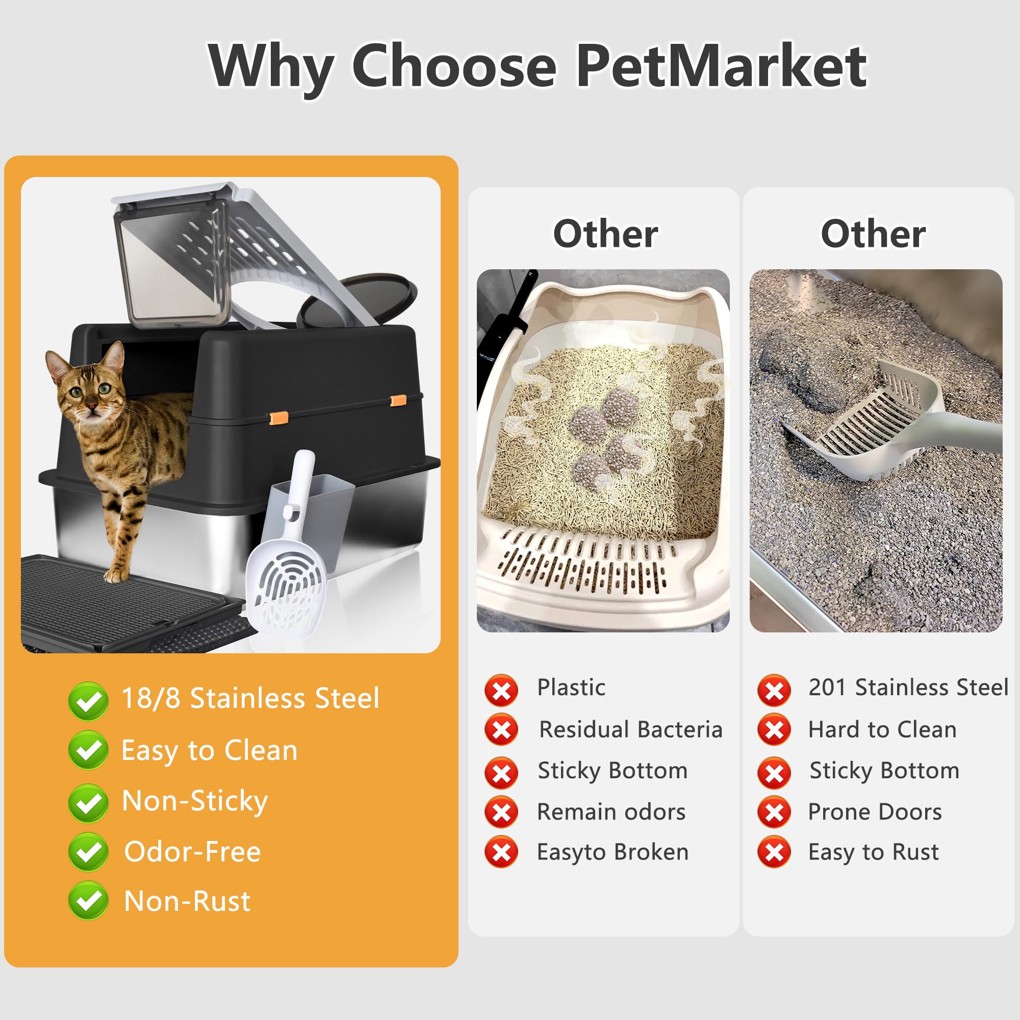 PetMarket double entrée haute et avant avec plateforme pour chats âgés