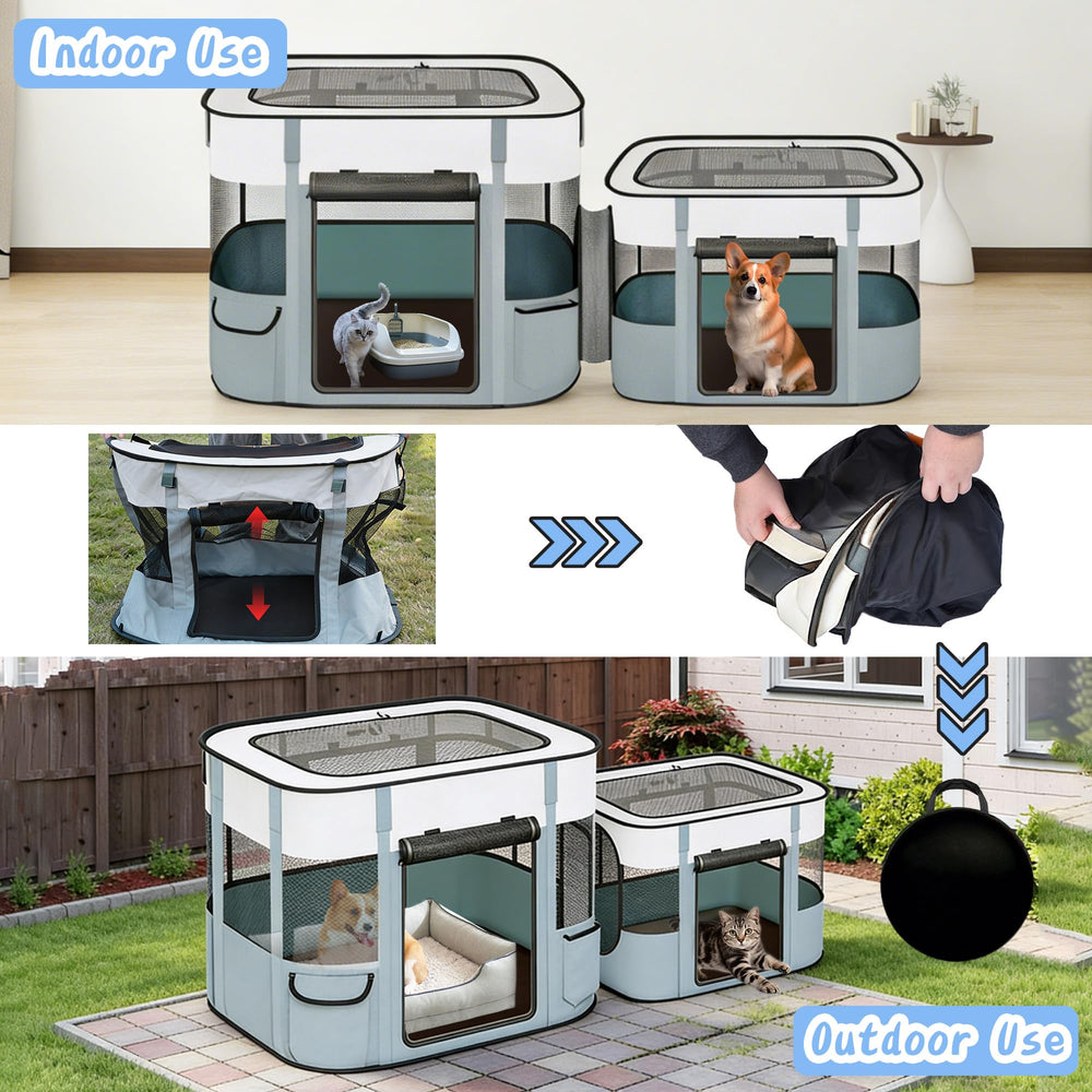 Ventilation 360° autour du Petmarket playpen, visibilité et confort accrus.