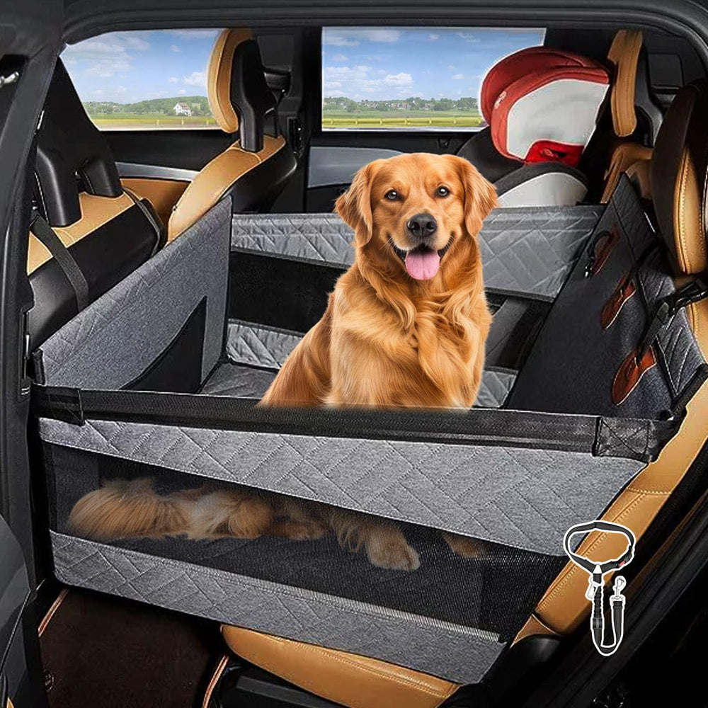 Petmarket siège-auto chien XL avec ceinture et hamac : sécurité renforcée et espace confortable.