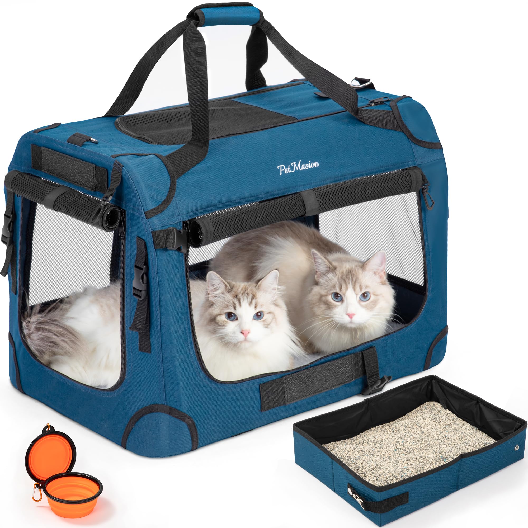 PetMasion sac chat très grand pour deux chats, ouverture et intérieur spacieux pour trajets.