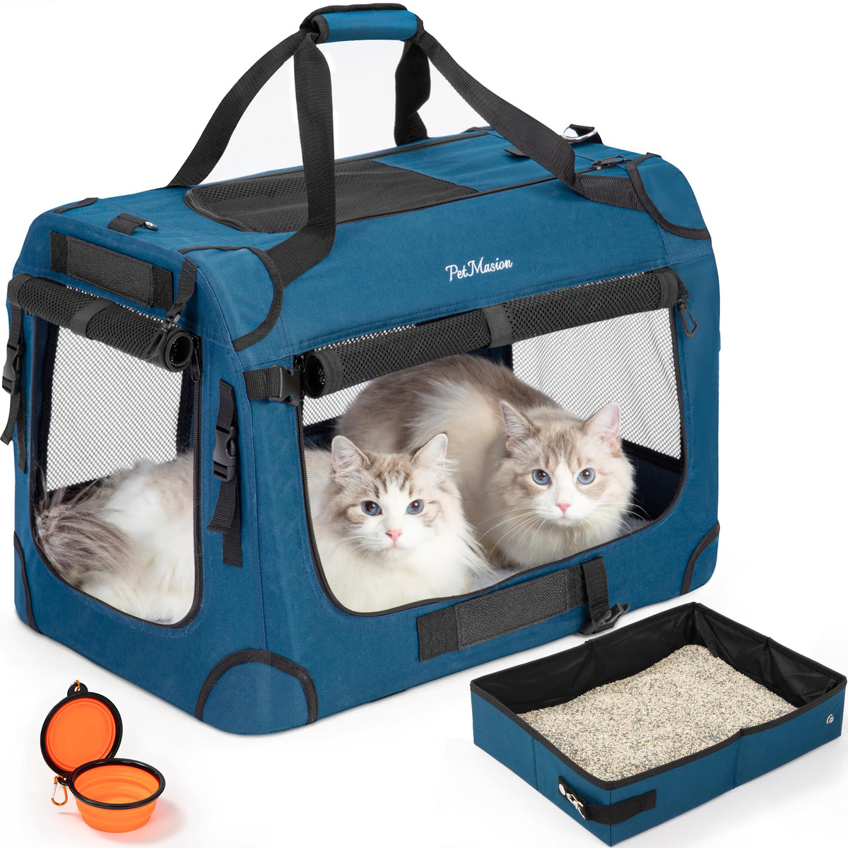 PetMasion sac chat très grand pour deux chats, ouverture et intérieur spacieux pour trajets.