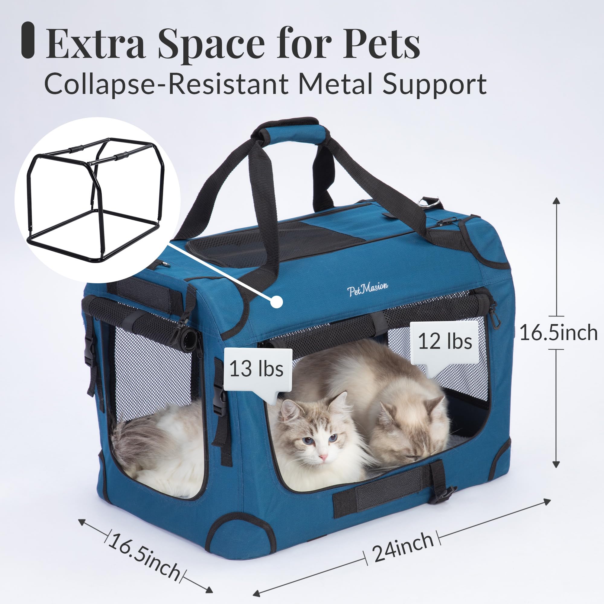 PetMasion sac de transport chat souple pliable, pratique lors des déplacements.