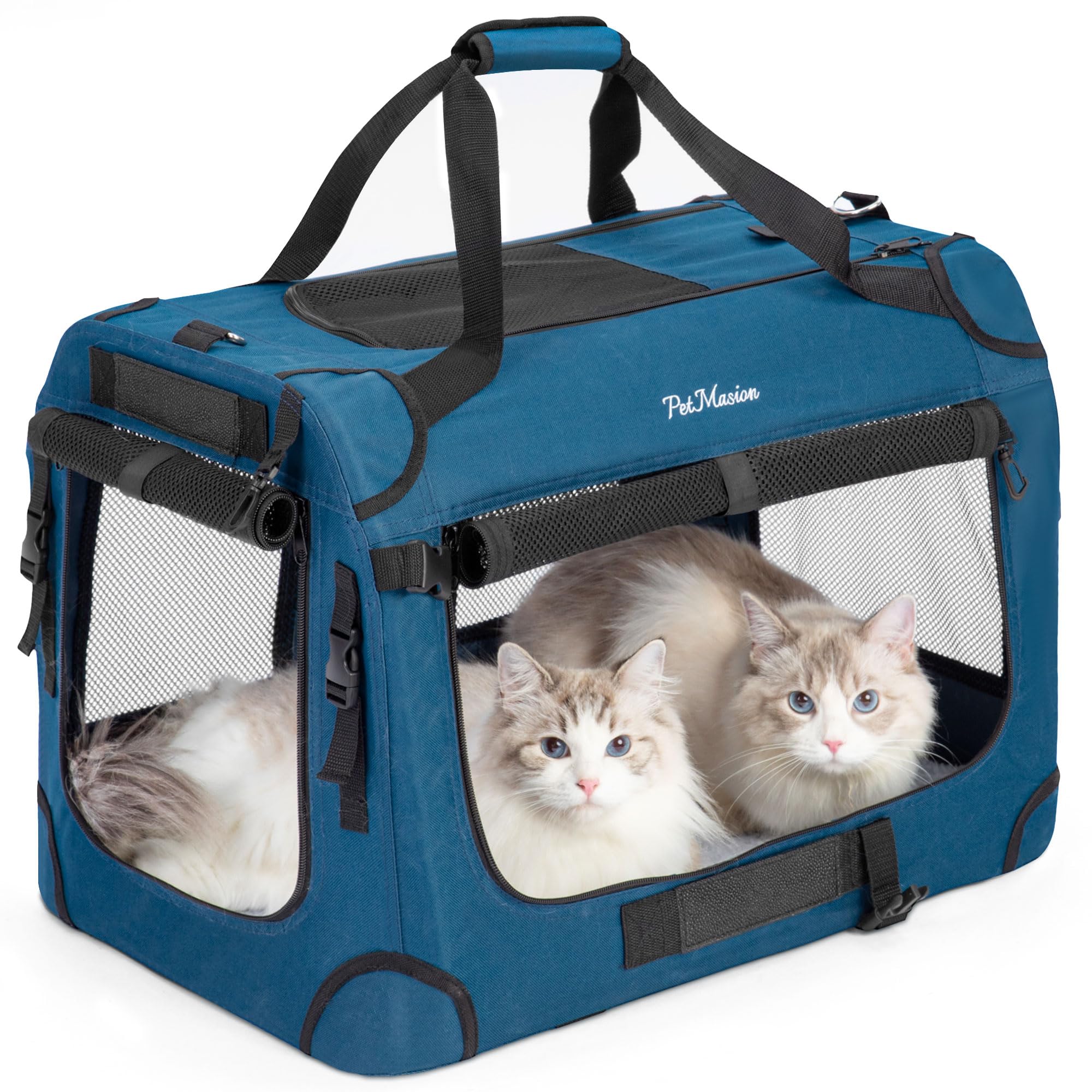 PetMasion sac-porteur chat grand taille intérieur spacieux, idéal pour deux chats en voyage.