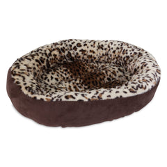 Lit rond Petmate Aspen imprimé animal, confort moelleux, idéal pour petits chiens et chats.