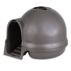 Booda Clean Step Dome de Petmate, bac à litière avec finition nickel brossé, pratique et facile à déplacer.