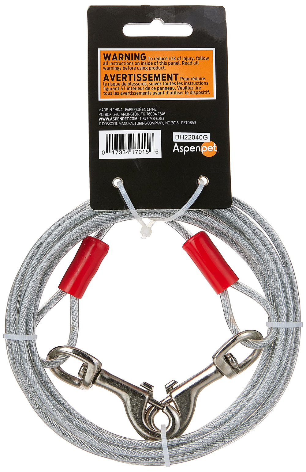 Petmate câble extérieur revêtement vinyle, résistance aux intempéries pour les balades en plein air.