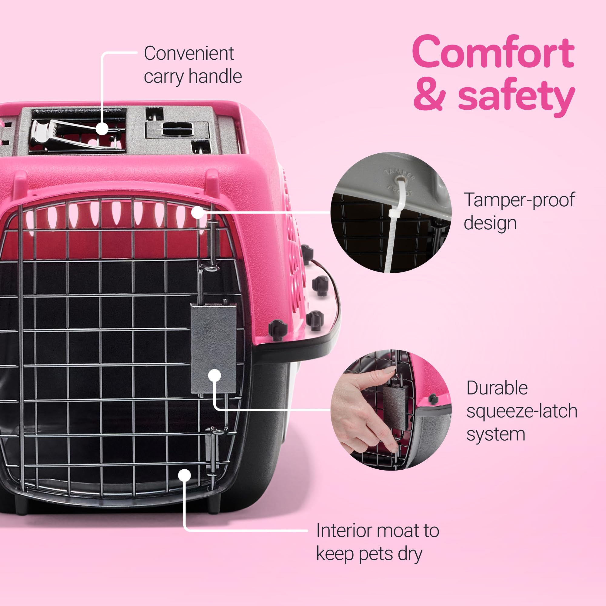 Petmate cage petit chien 19 pouces, idéale pour les voyages en voiture.