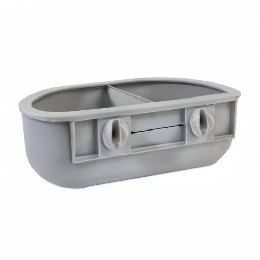 Bord sans fuite du Petmate Double Diner, gris petit, sécurité alimentaire.