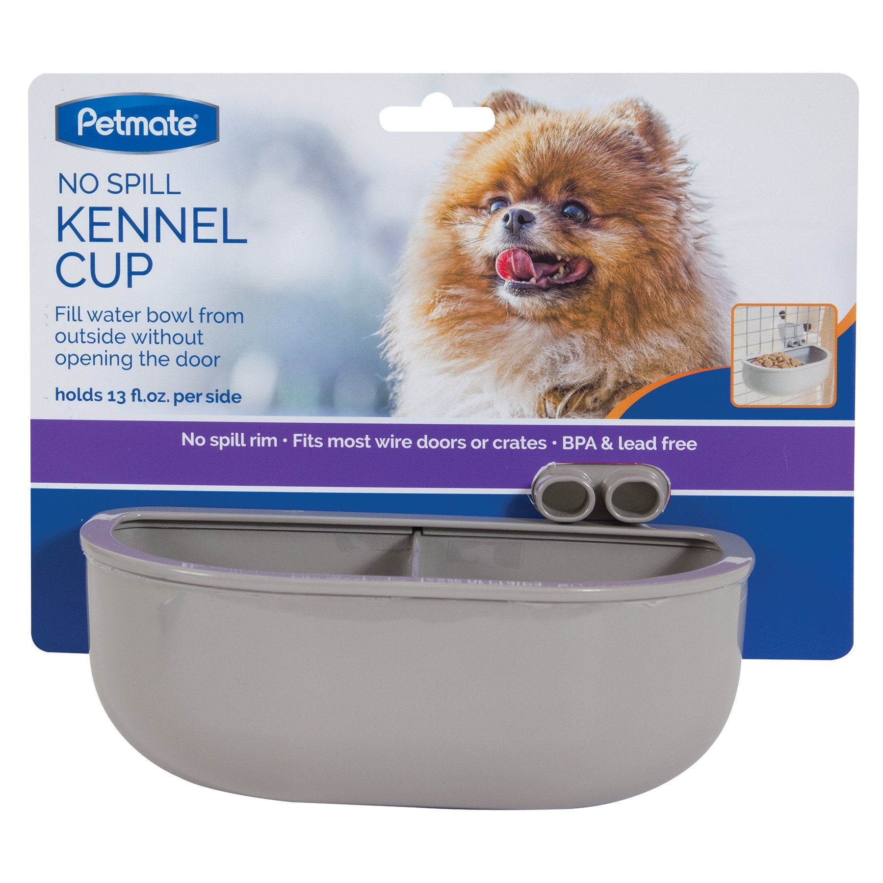 Deux compartiments Petmate Double Diner, usage polyvalent, gris petit.
