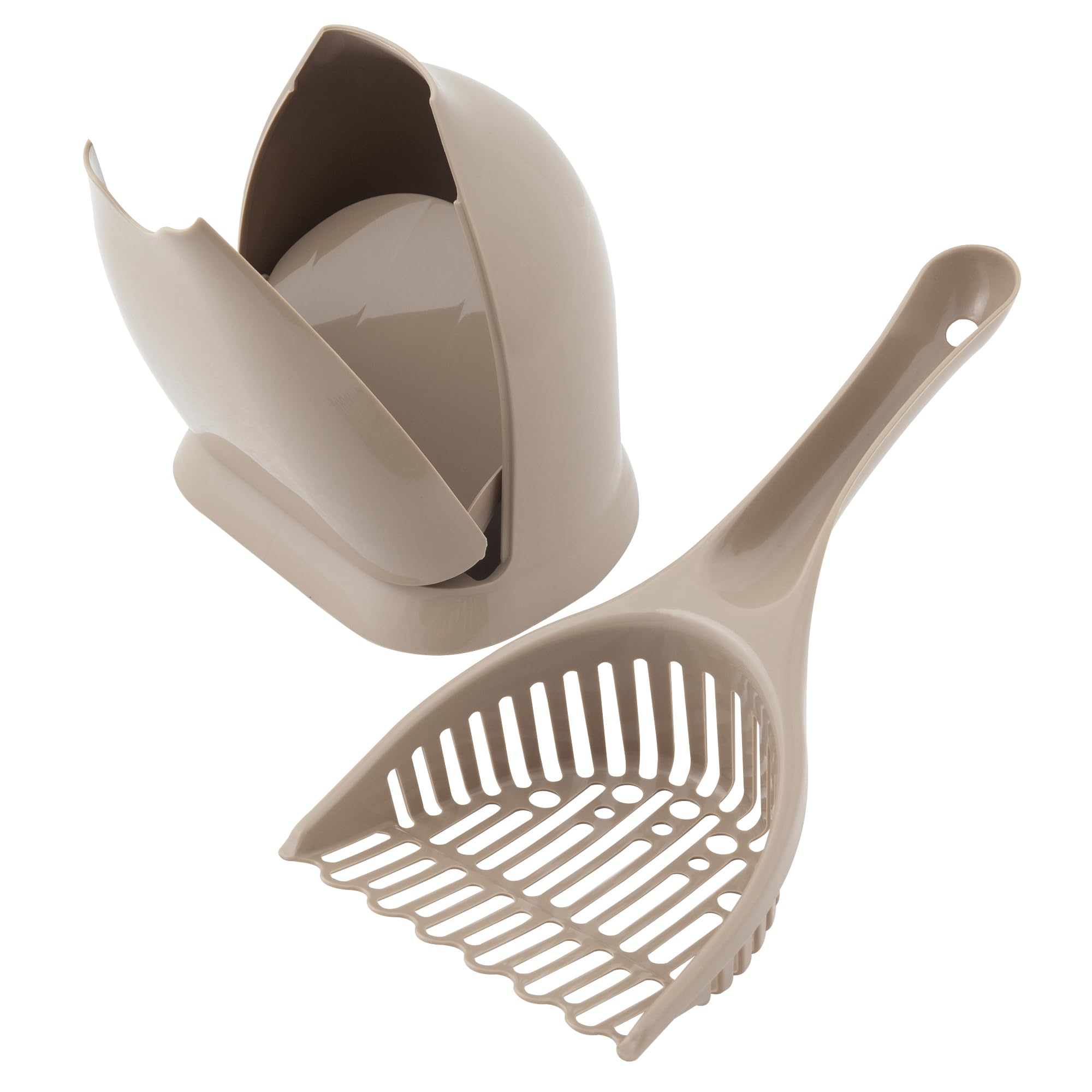 Râteau intégré du Petmate Scoop N' Hide pour atteindre les amas.