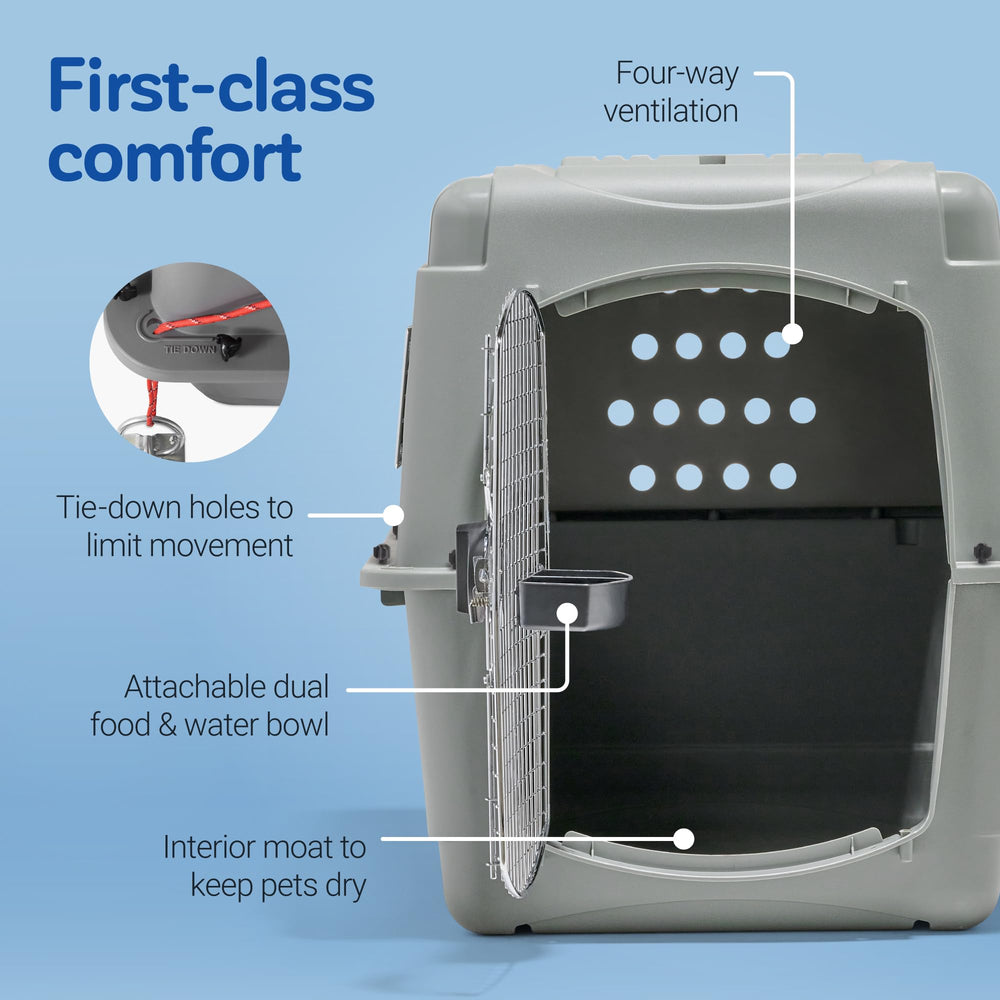 Petmate Sky Kennel gobelet eau et nourriture inclus pour repas en voyage.