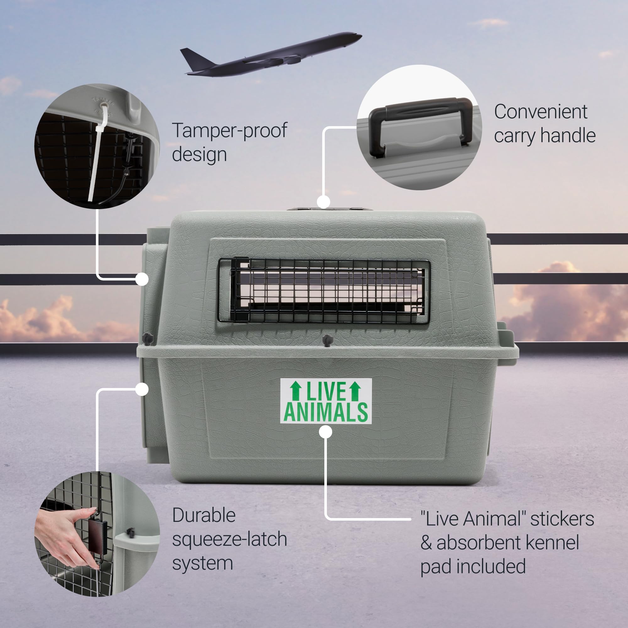 Petmate Sky Kennel – matériau EcoTEC durable et recyclé.