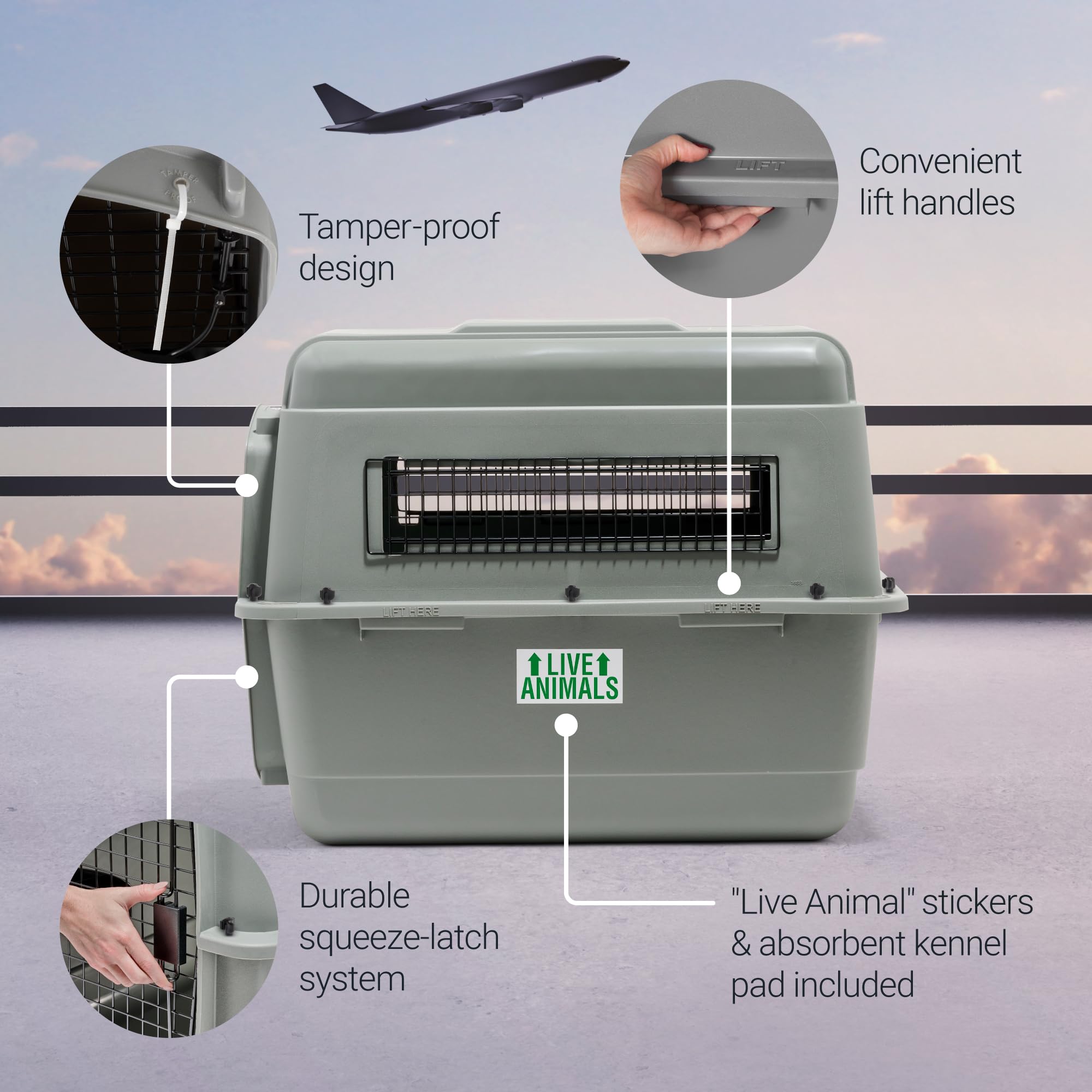 Petmate Sky Kennel – plastique EcoTEC avec matériaux recyclés.