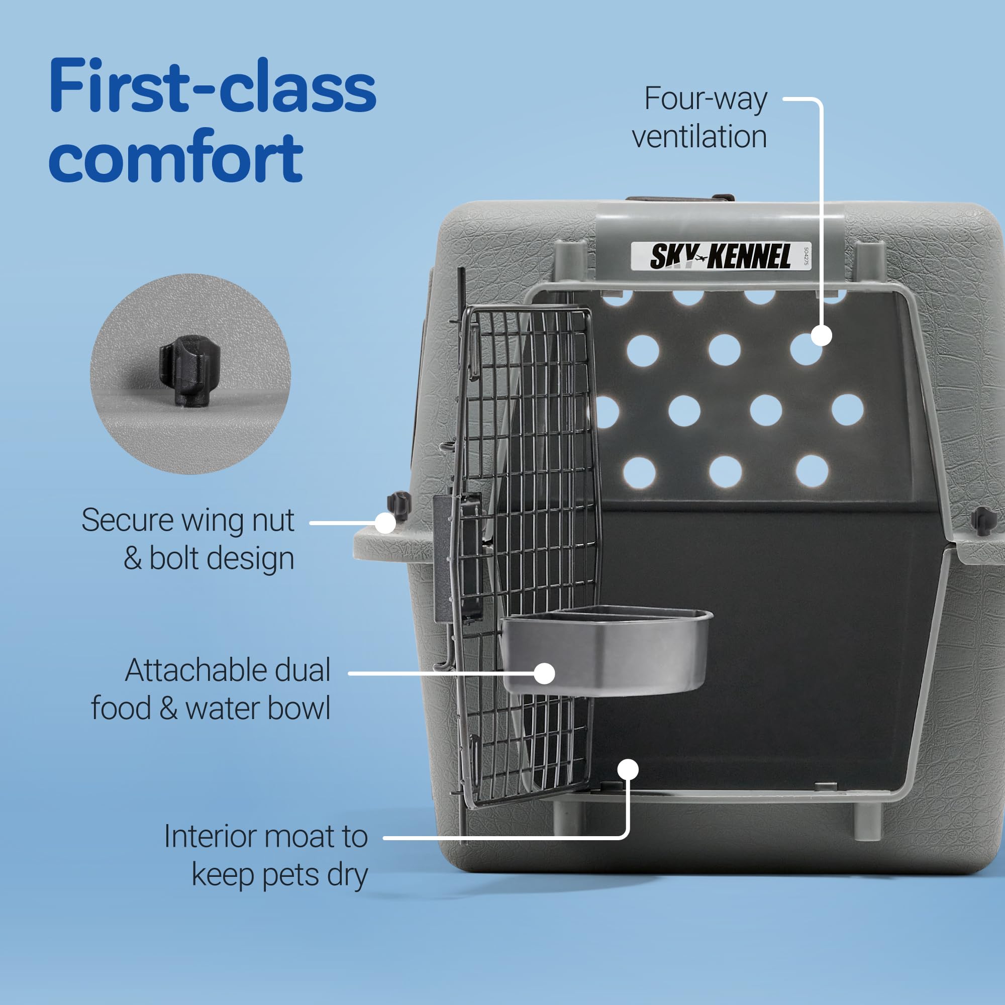 Petmate Sky Kennel – poignée pliante pour le transport facile.
