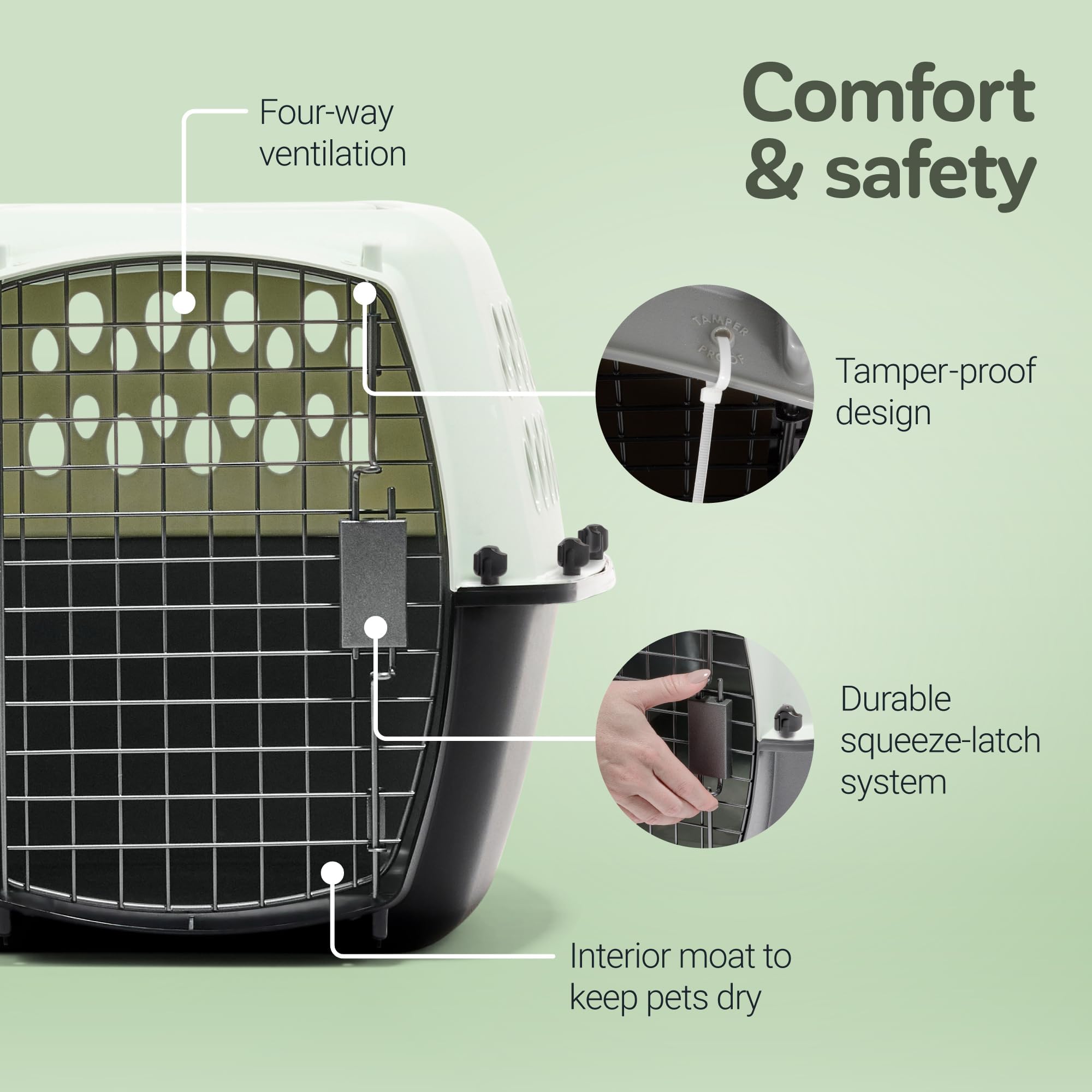 Petmate Pet Porter Fashion – ventilation à quatre côtés et porte sécurisée