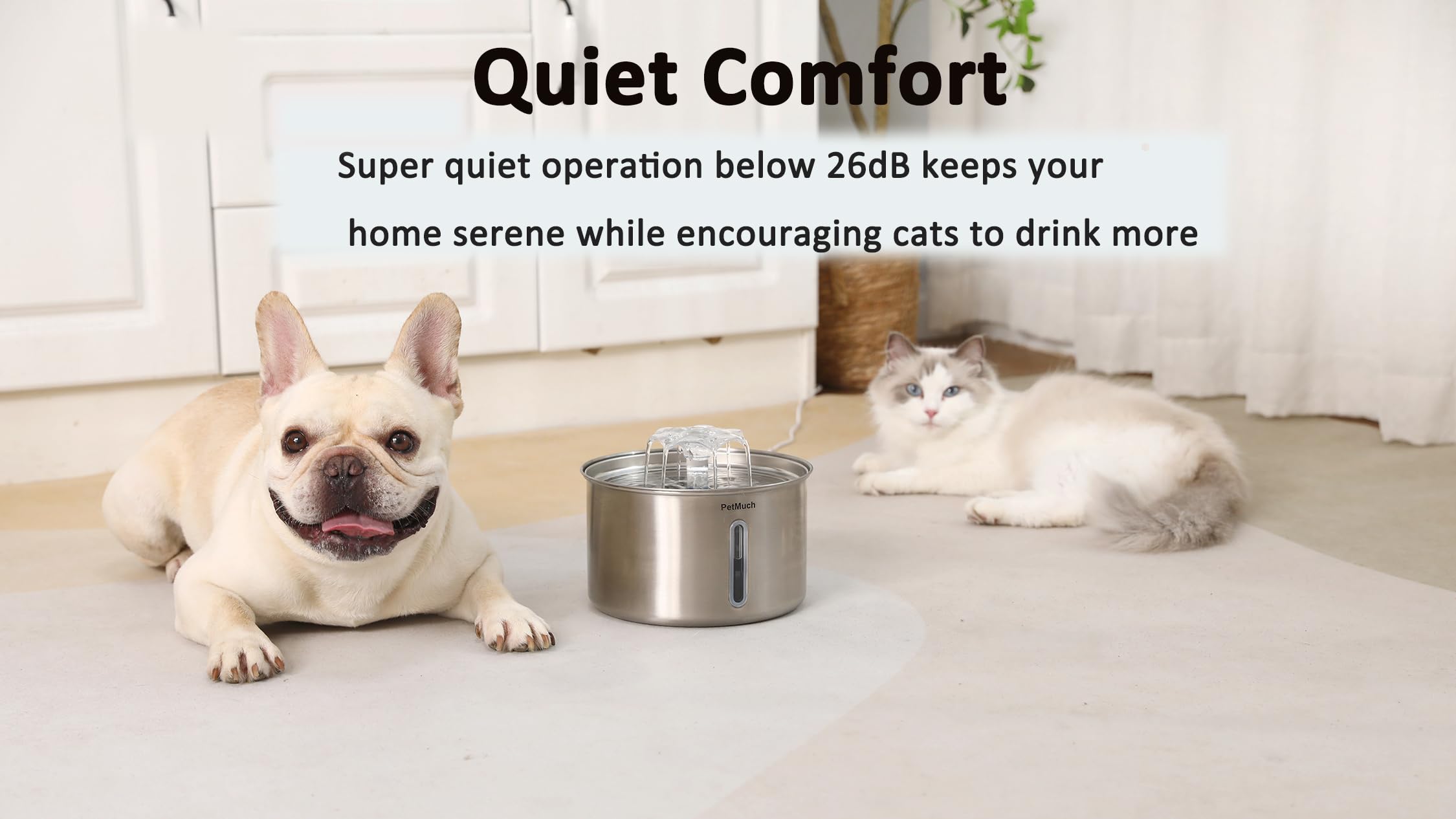 PetMuch fontaine-chat-inox-3l-compatible-lave-vaisselle, nettoyage rapide et pratique.