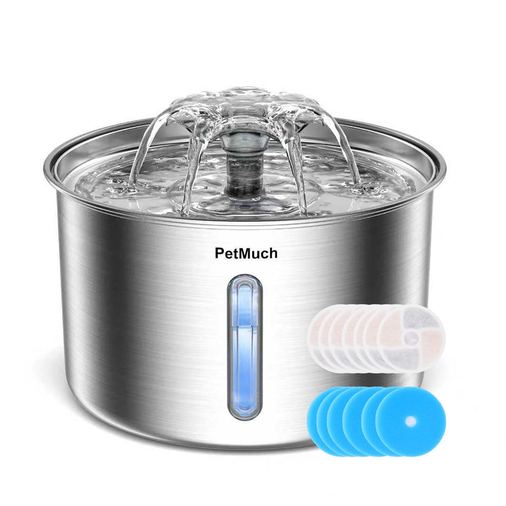 Fontaine PetMuch en acier inoxydable 3L pour chats, eau fraîche et prête à boire.